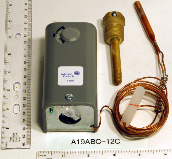 JOHNSON A19ABC12C. REMOTE BULB SPDT TEMPERATURE CONTROL 100240F 8' C